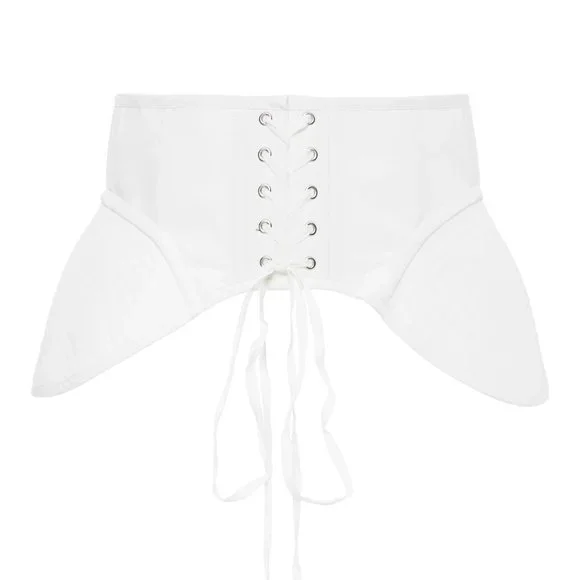 Acler Talbot White Lace Up Corset Belt NWT White Rosemere Lace Top main image 3